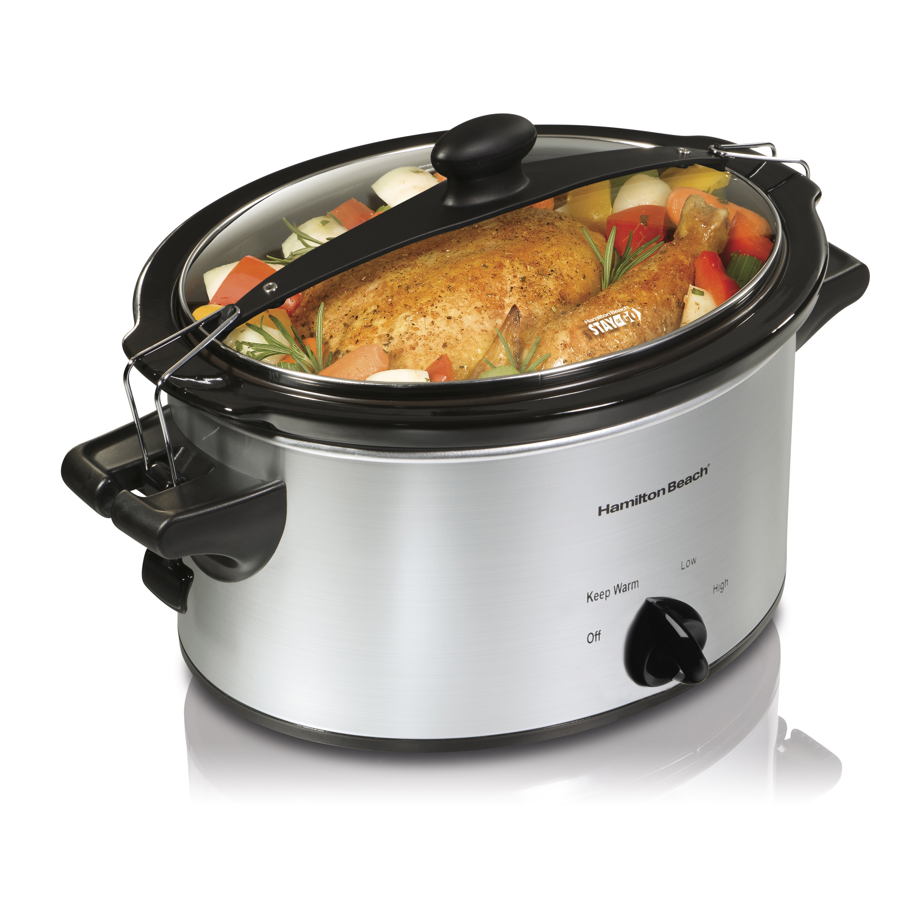 Hamilton Beach 4 Qt. Stainless Steel Slow Cooker with Built in