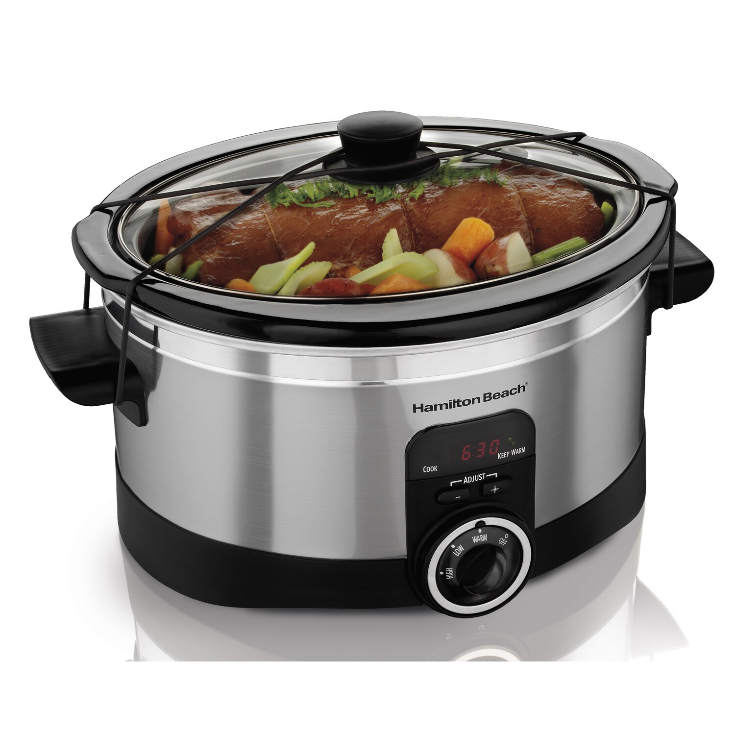 Hamilton Beach Silver 6 Quart Programmable Slow Cooker with Lid Clips and  Gasket - Bed Bath & Beyond - 8250981