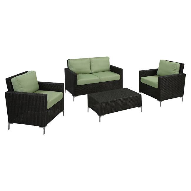 Handy Living Napa Springs Bamboo Green 4 Piece Indoor/Outdoor Wicker Furniture Set