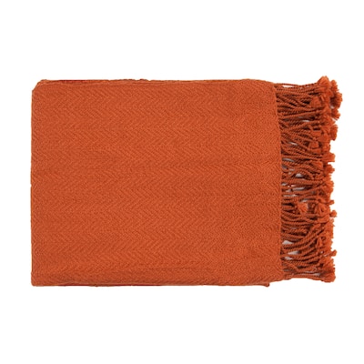 Woven Leafy Acrylic Throw Blanket
