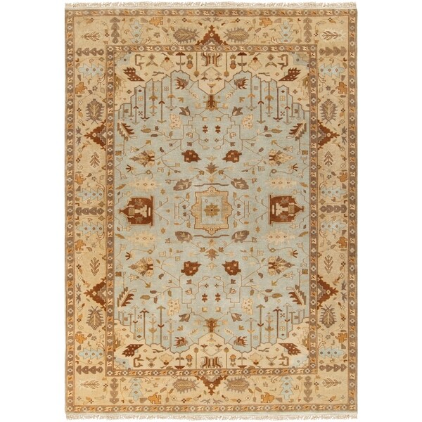 Hand-knotted Light Blue Ismo New Zealand Wool Area Rug - 8' x 11'