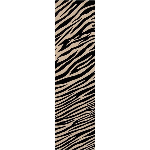 Hand-knotted Zebra Animal Print Parsely Semi-Worsted Wool Area Rug - 2'6" x 10' Runner