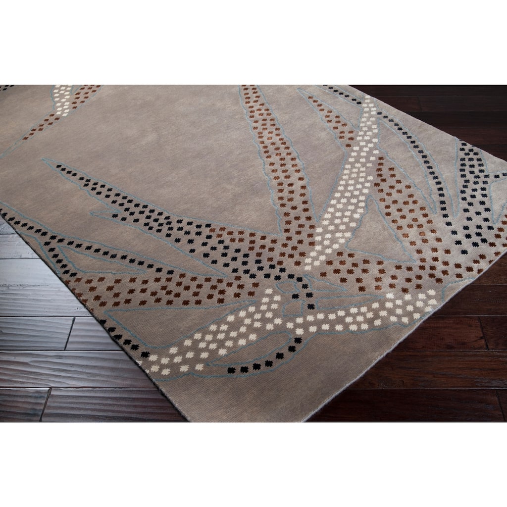 Collection Hand-knotted Grey Grey Floral Wool Area Rug - 2'6" x 10' Runner