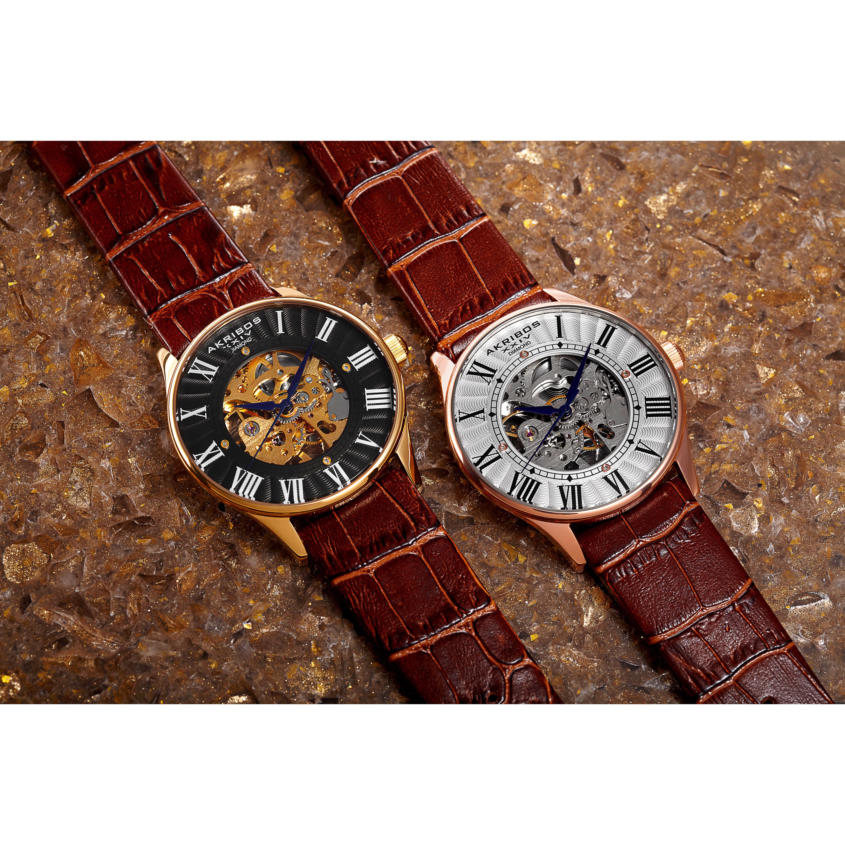 Akribos XXIV Slim Men's Mechanical Rose-Tone Watch - Overstock
