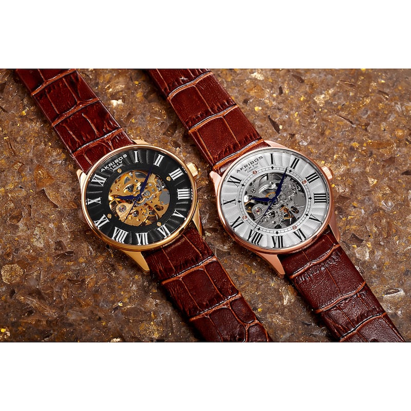 Akribos XXIV Slim Men's Mechanical Rose-Tone Watch