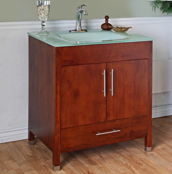 Shop Medium Walnut 32-inch Single Bathroom Vanity and Sink ...