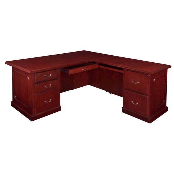 Shop Regency 72 X 36 Veneer L Desk With Drawers Free Shipping