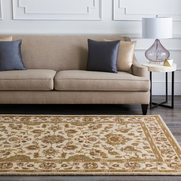 Shop Hand-tufted Chare Ivory Floral Border Wool Area Rug ...
