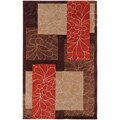 Hand Tufted Canonical Brown Floral Squares Area Rug (9' x 13') - 9' x 13'