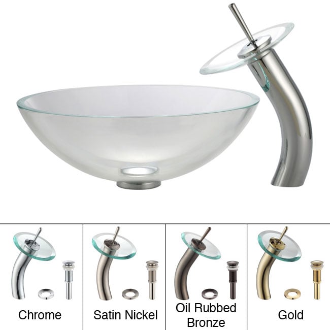 Kraus Bathroom Combo Set Crystal Clear Glass Vessel Sink/faucet