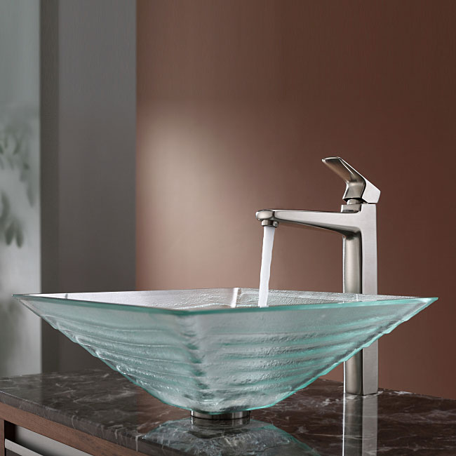 Kraus Bathroom Combo Set Clear Alexandrite Glass Vessel Sink/faucet