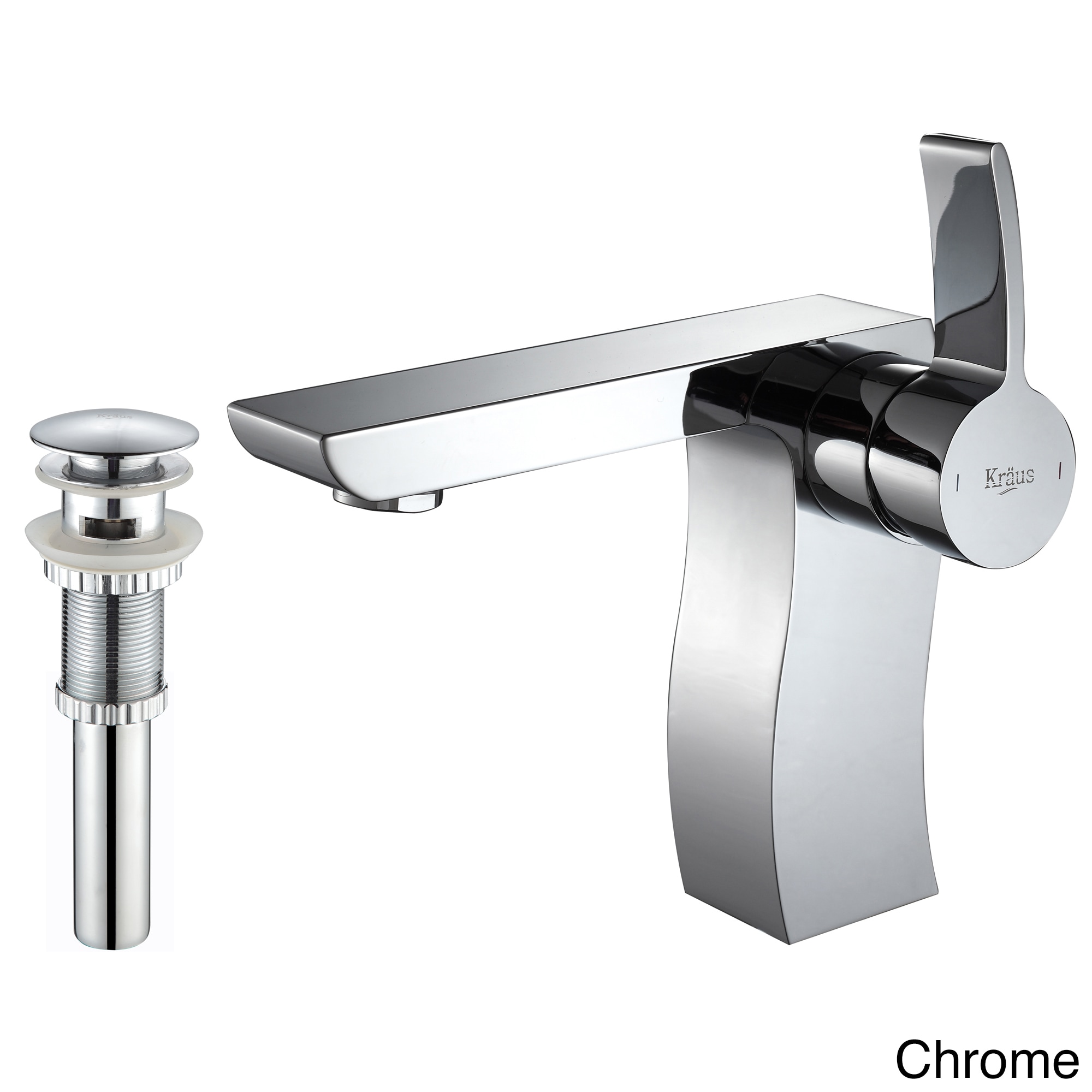 Kraus Sonus Single Lever Bas inch Faucet/ Pop Up Drain Withoverflow Chrome