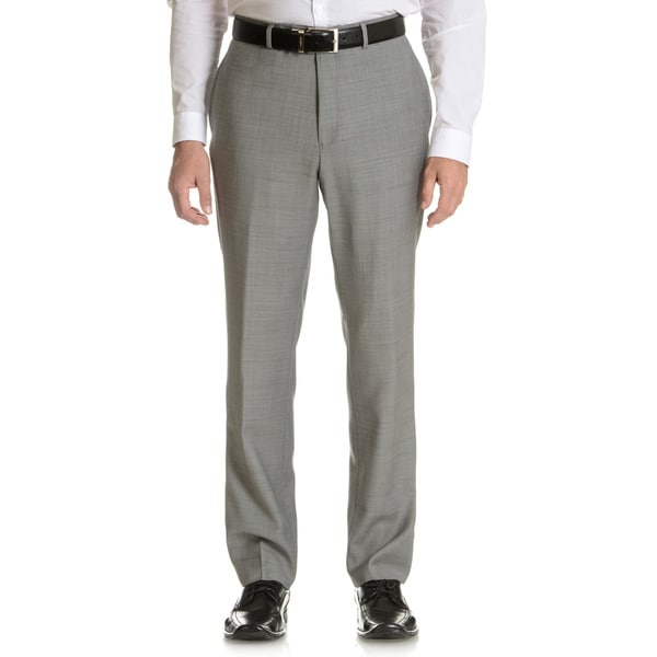 Shop Tommy Hilfiger Men's Grey Sharkskin Wool Trim Fit Dress Pants ...