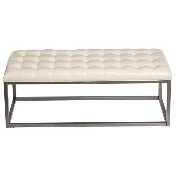 Shop Healy Cream Bonded Leather Bench Overstock 6473603