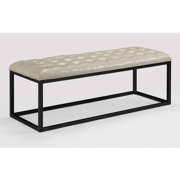 Shop Healy Cream Bonded Leather Bench Overstock 6473603