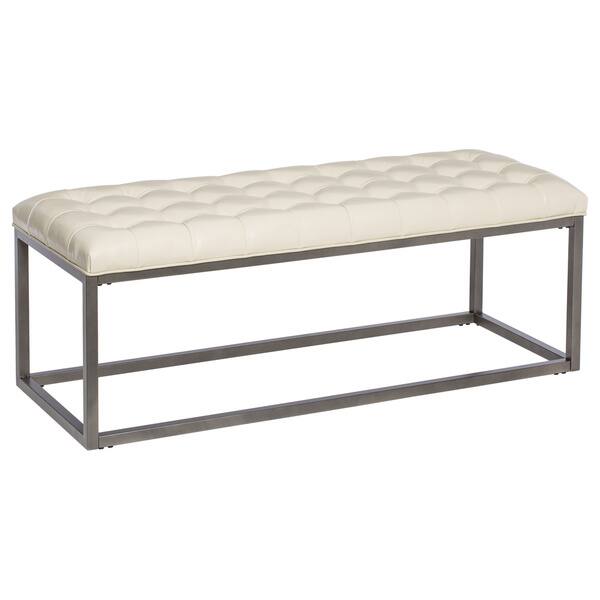 Shop Healy Cream Bonded Leather Bench Overstock 6473603