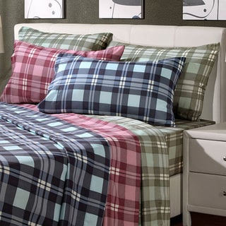 Plaid Microfiber Queen-size Sheet Set - Free Shipping On ...