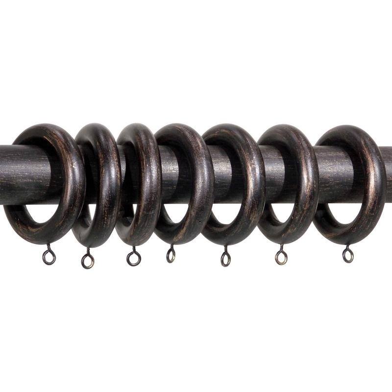 Antique Bronze 1 3/8-inch Wood Drapery Rings (Set of 7)