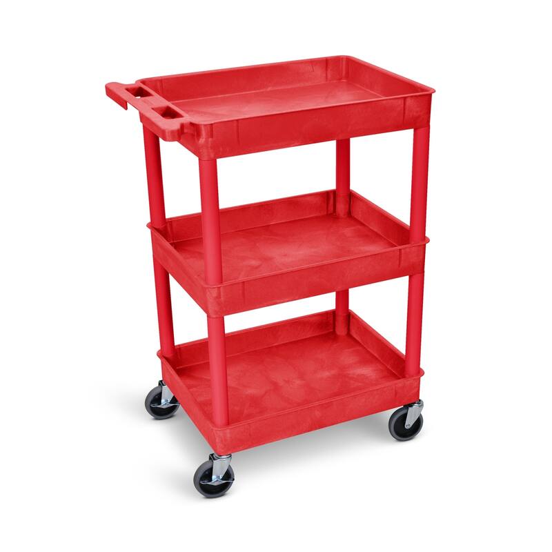 Luxor Red 3 Tub Tall Utility Cart