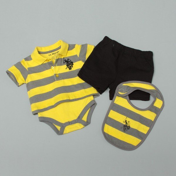 US Polo Newborn Boy's Yellow Bodysuit Set Free Shipping On Orders