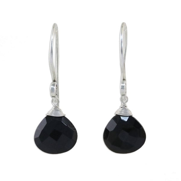 Shop Handmade Sterling Silver 'Subtle' Onyx Dangle Earrings (Thailand ...