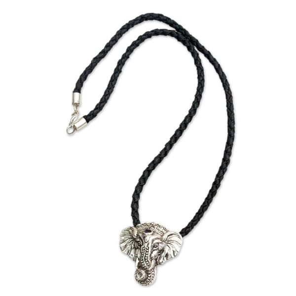 mens black leather necklace