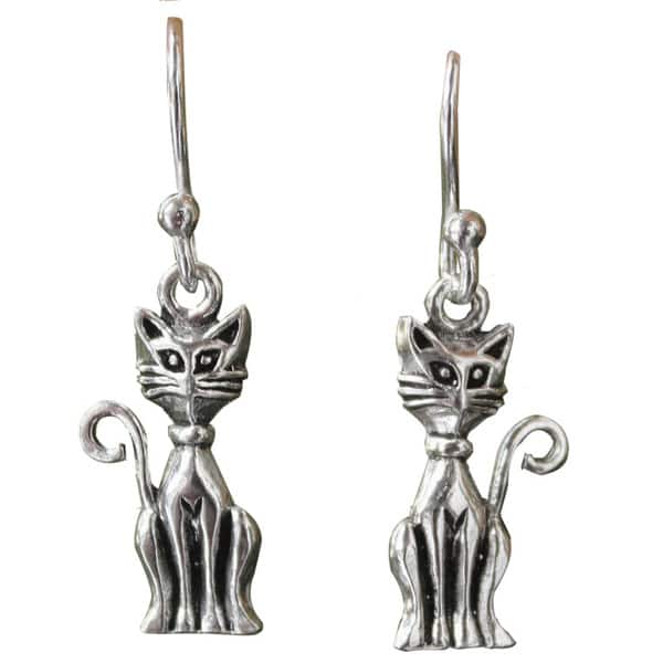 NOVICA Handmade Sterling Silver 'Feline Fantasy' Dangle Earrings (Thailand)
