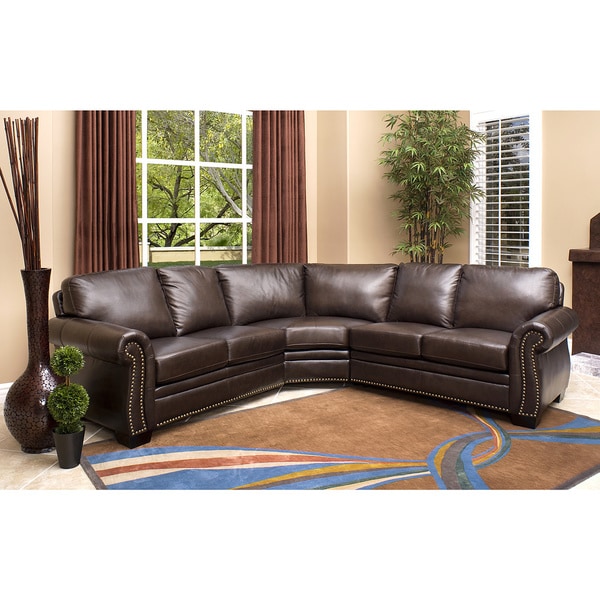 Abbyson Oxford Brown Top Grain Leather Sectional Sofa