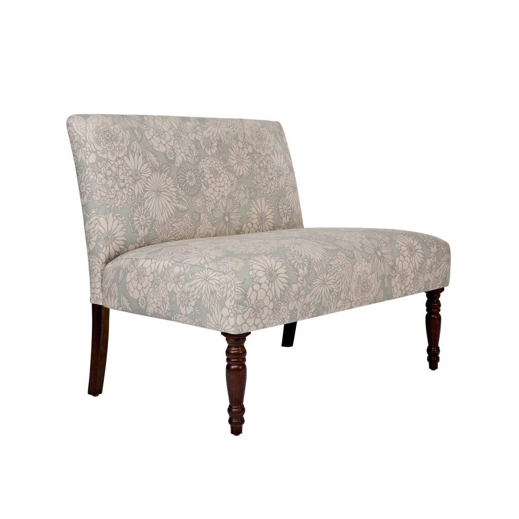 Handy Living Bradstreet Vintage Sea Foam Blue Floral Upholstered Armless Settee - Green