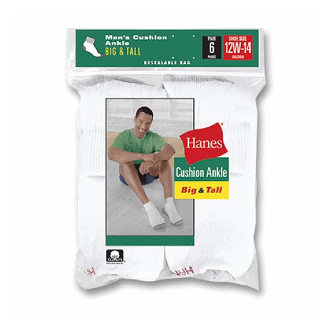 Hanes Mens White Ankle Socks (pack Of 6)