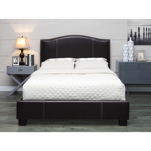 Shop VeniceX Queensize Chocolate Leather Bed with Euro Slats Free
