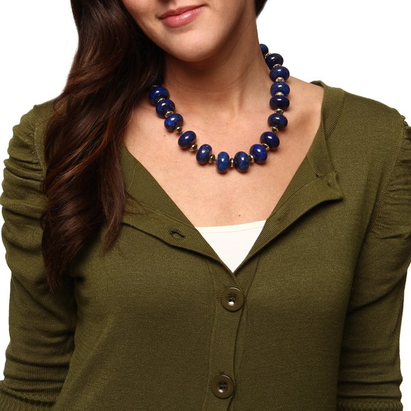 Lauren Ralph Lauren Lapis Nugget & Metal Bead 18 inch Necklace Ralph Lauren Fashion Necklaces