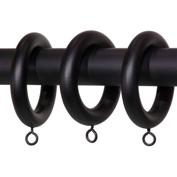 Shop Black Wood 1 3 8 Inch Drapery Rings Set Of 7 On Sale