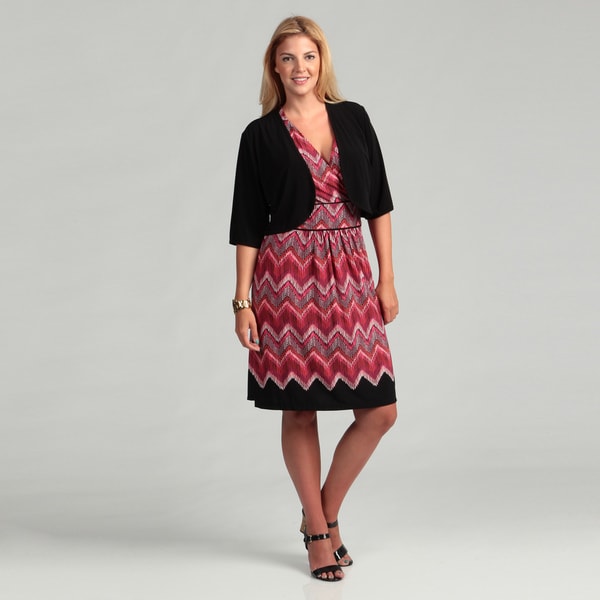 Sandra Darren Plus Size Black/ Pink/ Coral Two piece Dress FINAL SALE