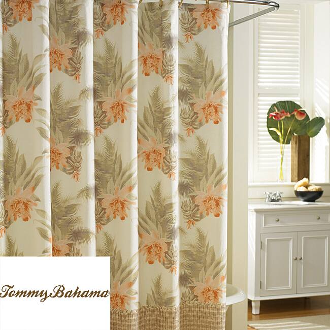 Tommy Bahama Wicker Floral Cotton Shower Curtain