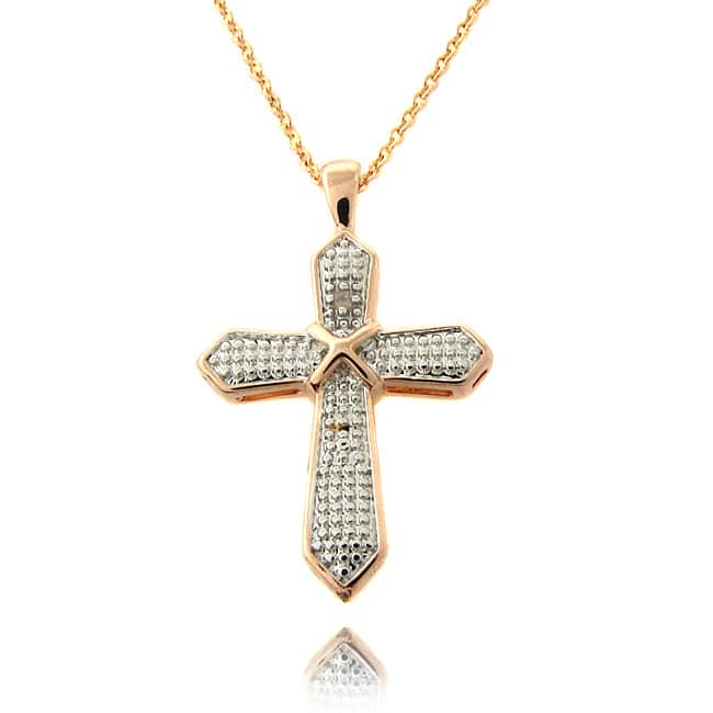 Finesque 14k Rose Gold Overlay Diamond Accent Cross Necklace