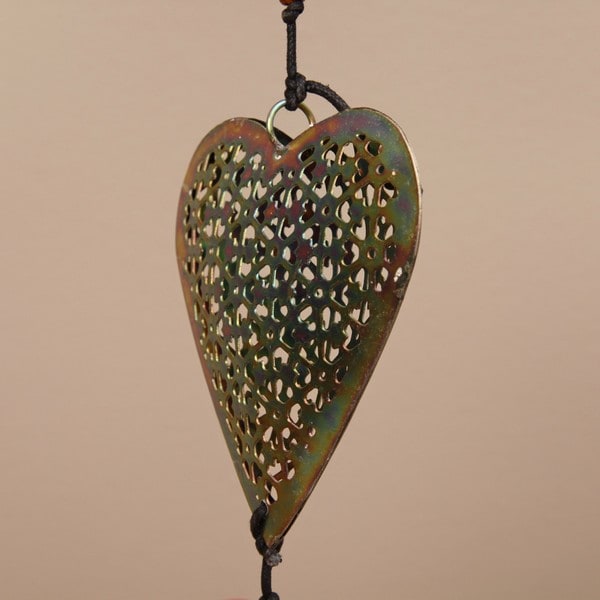 Iron and Glass Hearts Hanging Art (India) Garden Accents