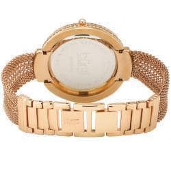 Burgi Women's Crystal Traditional Mesh Rose-Tone Bracelet Quartz Watch