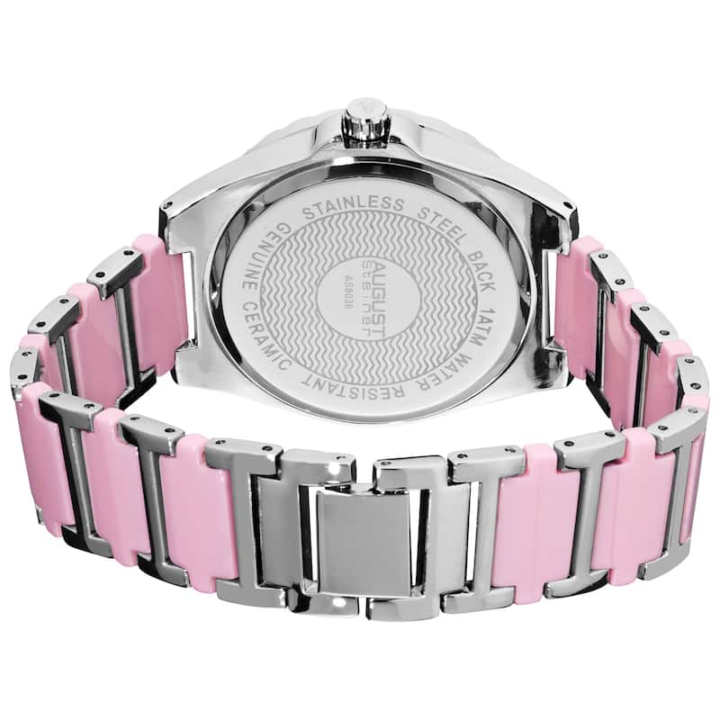 August Steiner Women's Quartz Crystal Ceramic Pink Bracelet Watch
