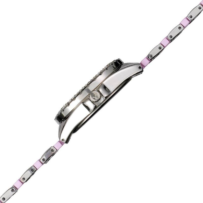 August Steiner Women's Quartz Crystal Ceramic Pink Bracelet Watch