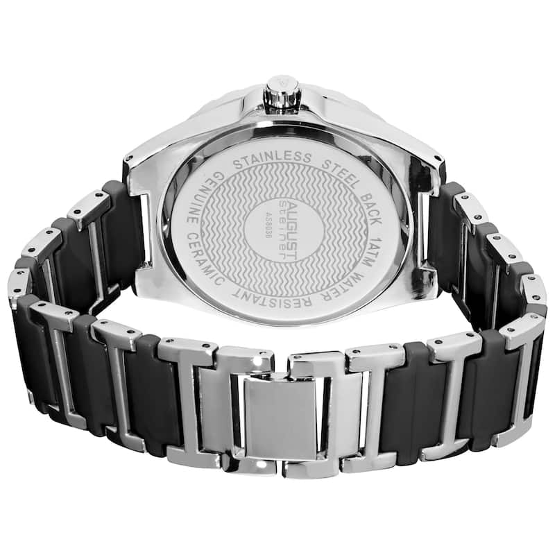 August Steiner Women's Quartz Crystal Classic Ceramic Black Bracelet Watch