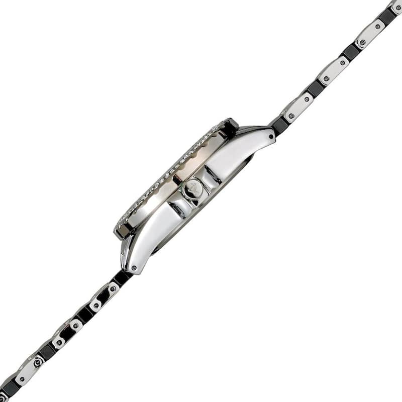 August Steiner Women's Quartz Crystal Classic Ceramic Black Bracelet Watch