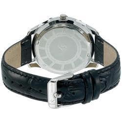 Joshua & Sons Men's Water-Resistant Swiss Quartz Diamond Silver-Tone Strap Watch