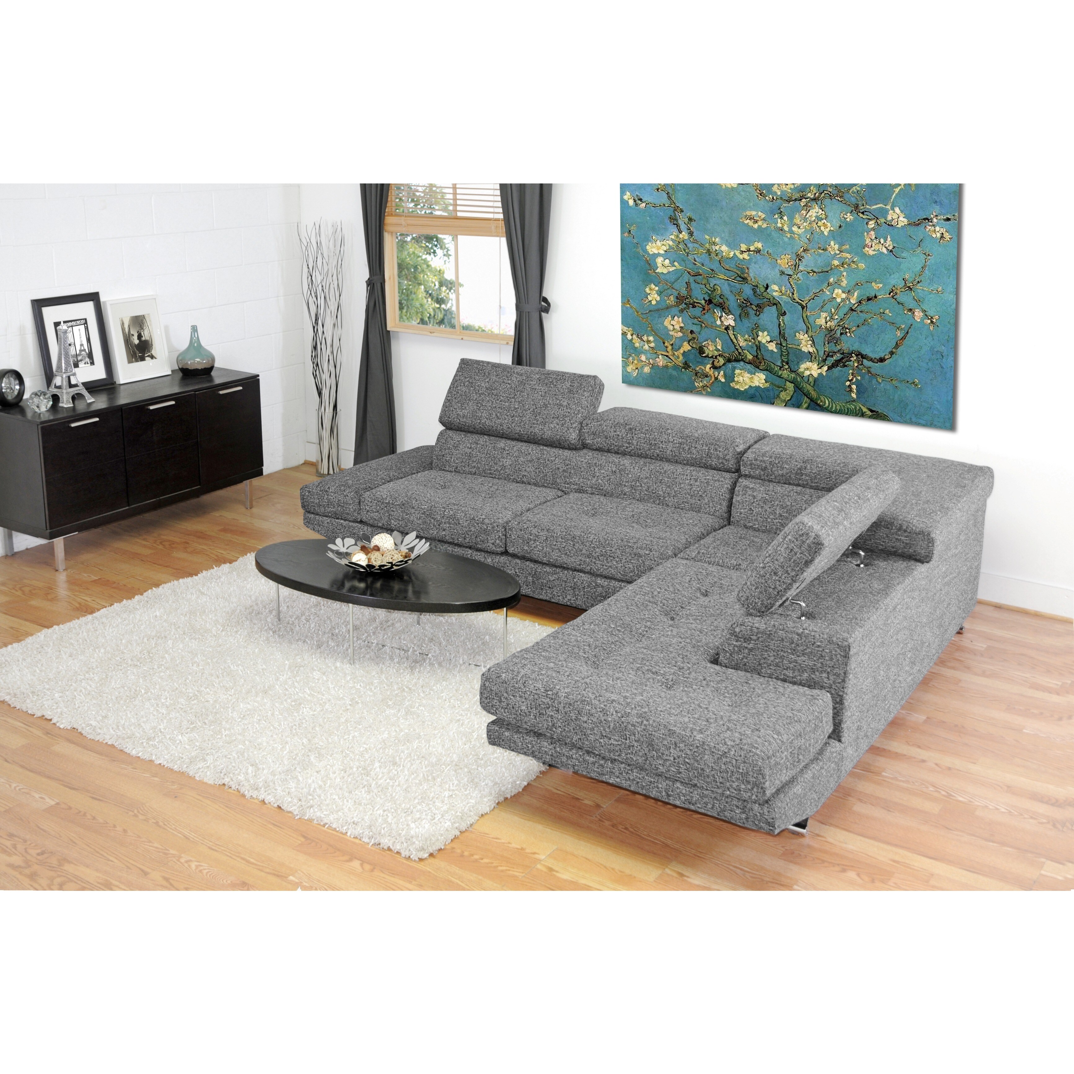 Baxton Studio Adelaide Grey Twill Fabric Modern Sectional Grey Twill Fabric Modern Sectional