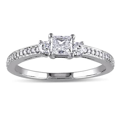 Miadora 10k White Gold 1/2ct TDW Diamond Ring