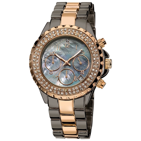 Shop August Steiner Women's Crystal Chronograph Two-Tone Bracelet Watch ...