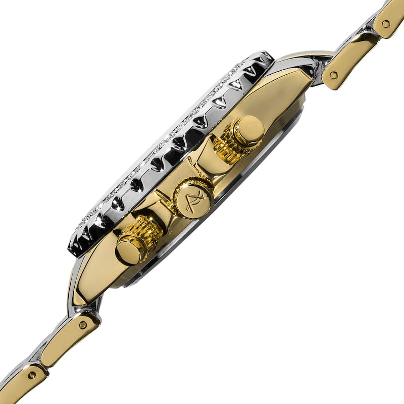 August Steiner Women's Two-Tone Crystal Chronograph Bracelet Watch