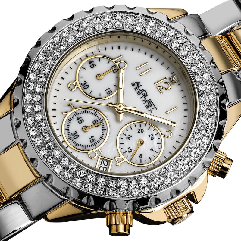 August Steiner Women's Two-Tone Crystal Chronograph Bracelet Watch