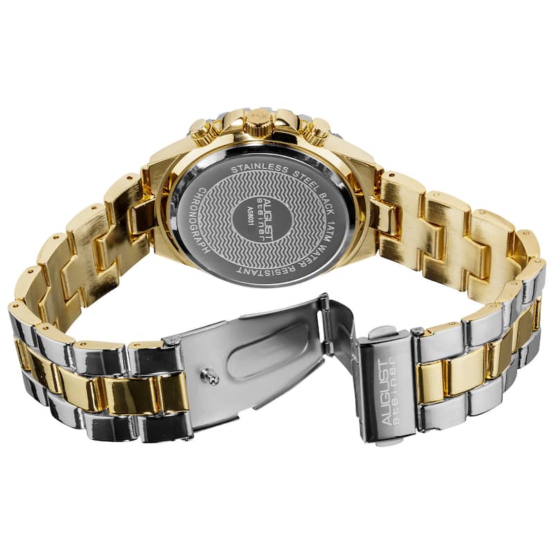 August Steiner Women's Two-Tone Crystal Chronograph Bracelet Watch