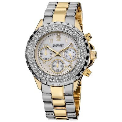 August Steiner Women's Two-Tone Crystal Chronograph Bracelet Watch